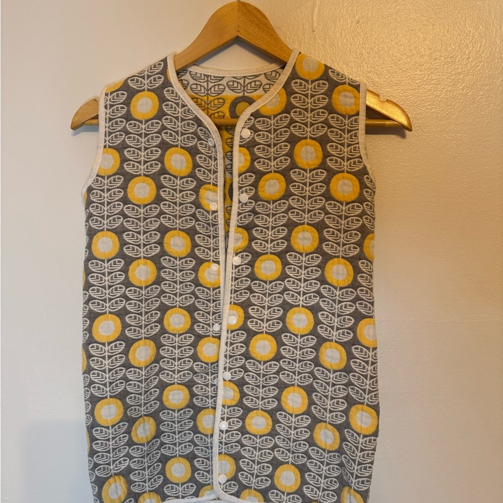 Gray and Yellow retro quilted vest